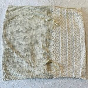 2 Laura Ashley Decorative Pale Green‎ & Cream Crochet Euro Pillow Shams